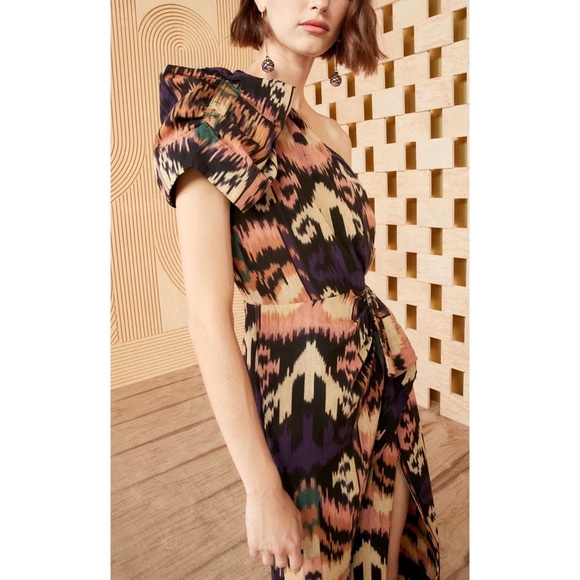 NWT Ulla Johnson Midi Ruffle One-Shoulder Idra Dress - Picture 3 of 8